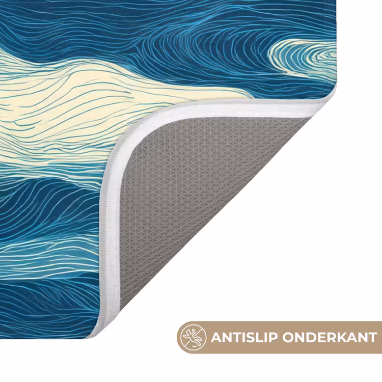 Golven - Abstract - Patroon - Blauw - Wit Badmat klein 997 -USP_AntislipNL
