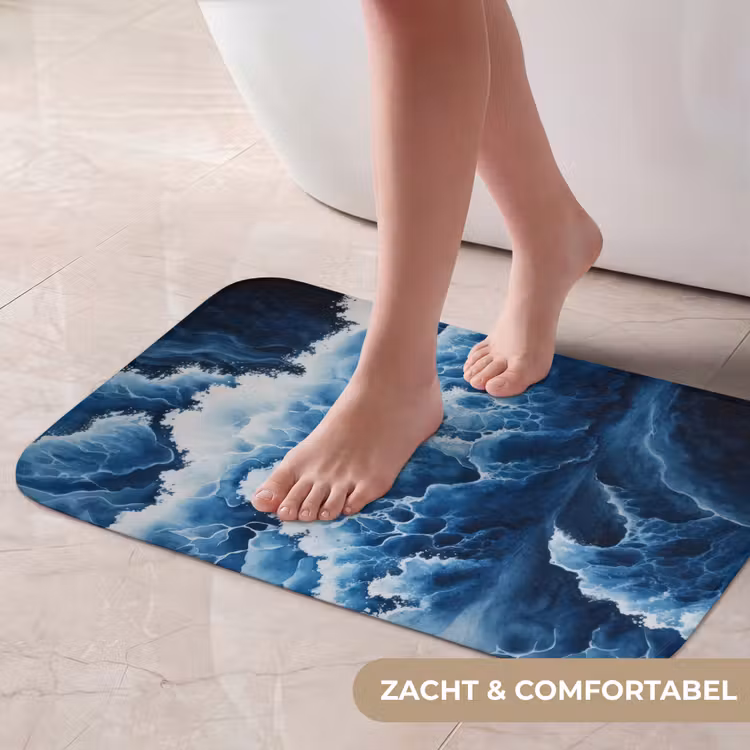 Golven - Blauw - Schuim Badmat klein -USP_ZachtNL