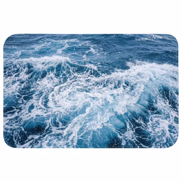 Golven - Oceaan - Blauw Badmat klein -3d