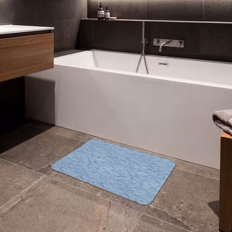 Golven - Ritmisch - Blauw Badmat klein 997 -sfeer3
