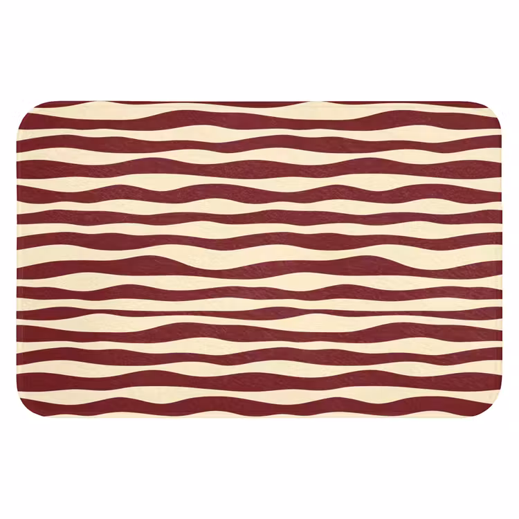 Golven - Rood - Patroon - Crème Badmat klein 997 -3d