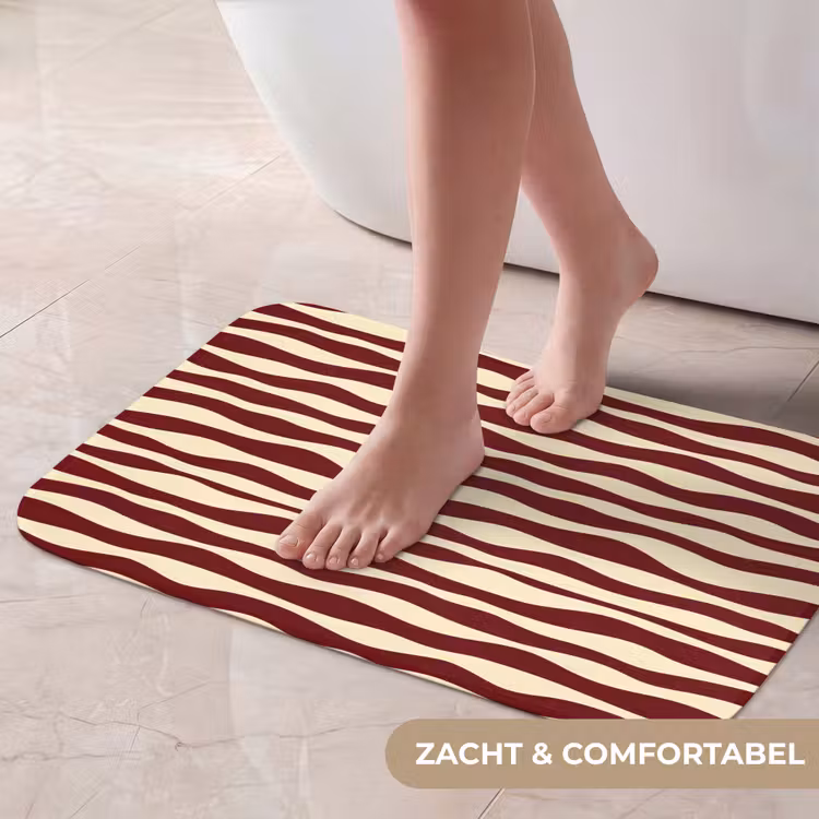 Golven - Rood - Patroon - Crème Badmat klein 997 -USP_ZachtNL