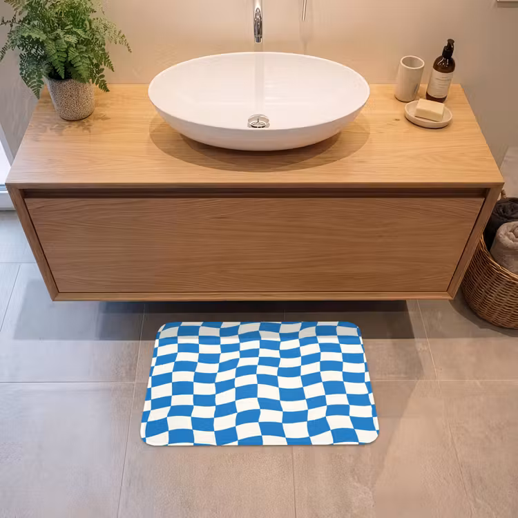 Golvend - Patroon - Blauw Badmat klein 997 -sfeer1