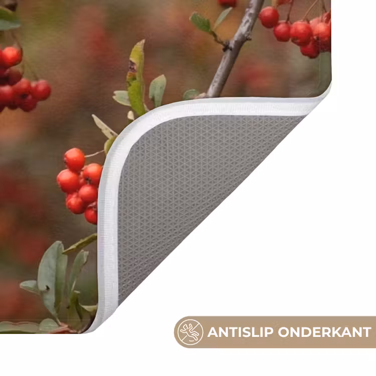 Goudvink - Bessen - Herfst - Natuur - Kleurrijk Badmat klein -USP_AntislipNL