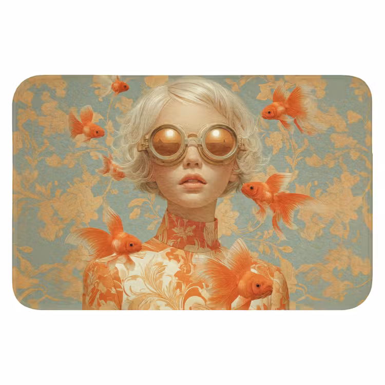 Goudvissen - Oranje - Vrouw - Blond Badmat klein -3d