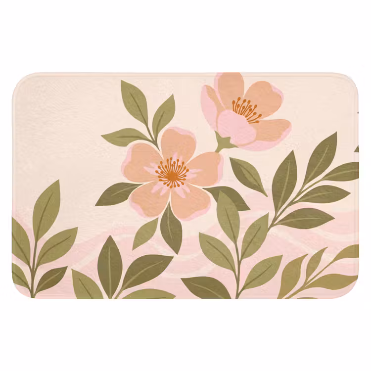 Grafisch - Bloemen - Roze Badmat klein -3d