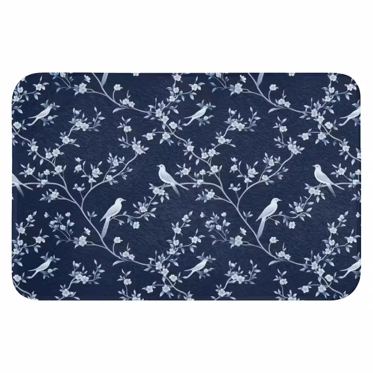 Grafisch - Bloesemtak - Blauw Badmat klein 997 -3d