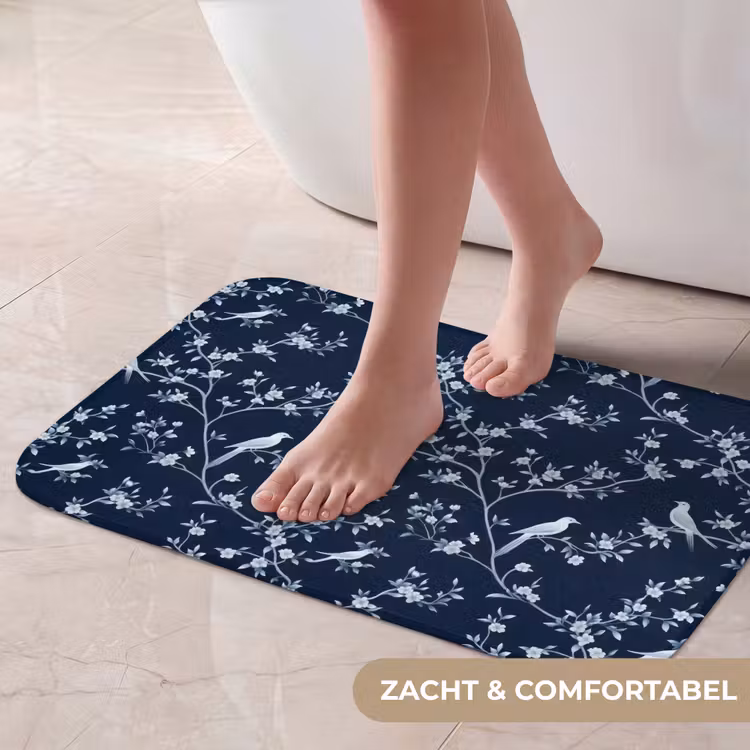 Grafisch - Bloesemtak - Blauw Badmat klein 997 -USP_ZachtNL