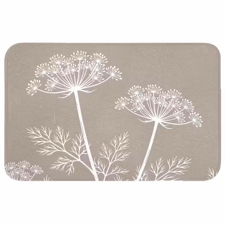 Grafisch - Fluitenkruid - Taupe Badmat klein -3d