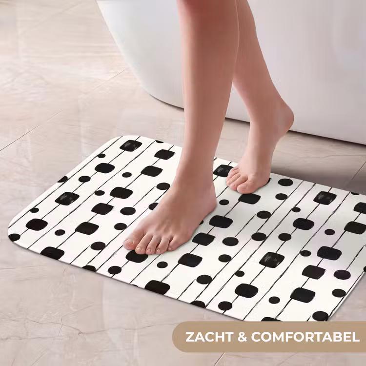 Grafisch - Modern - Zwart Badmat klein 997 -USP_ZachtNL