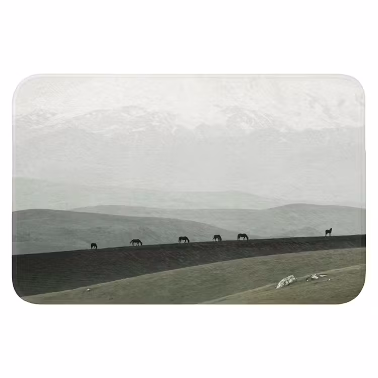 Grijs - Berg - Paarden Badmat klein -3d
