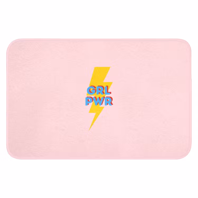 Grl pwr - Bliksem - Roze Badmat klein -3d