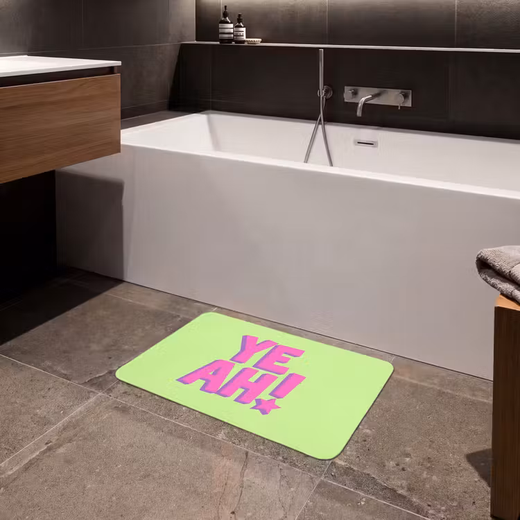 Groen - Neon - Quote Badmat klein -sfeer3