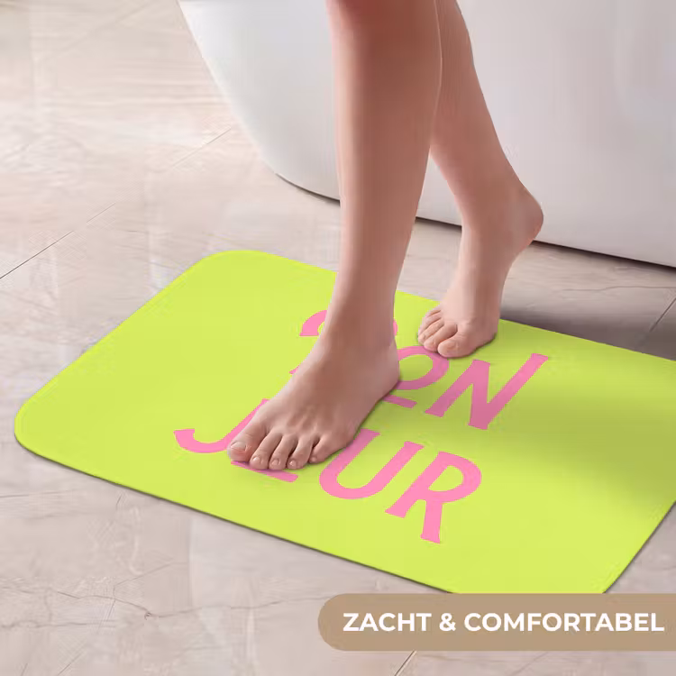 Groen - Roze bonjour - art-deco Badmat klein -USP_ZachtNL