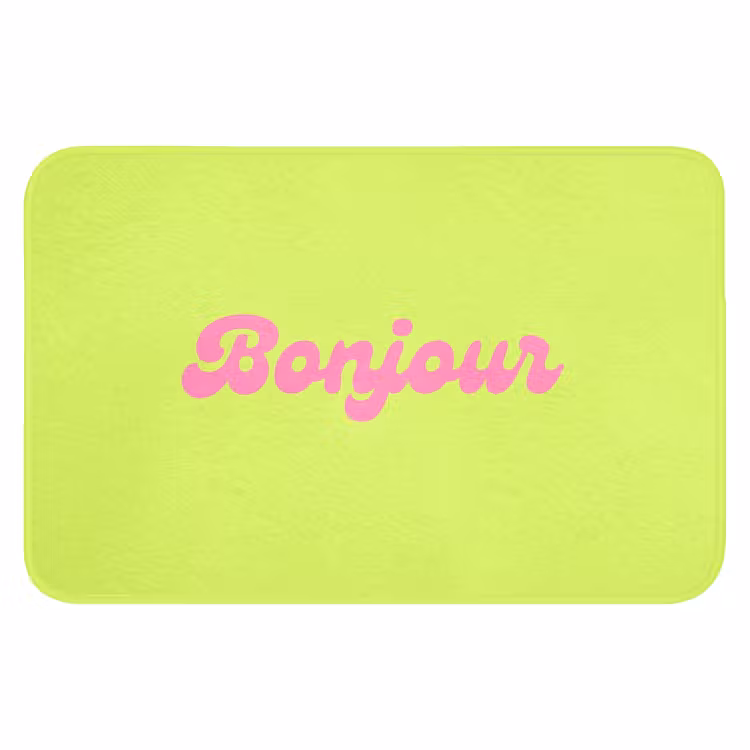 Groen - Roze bonjour - Retro Badmat klein -3d