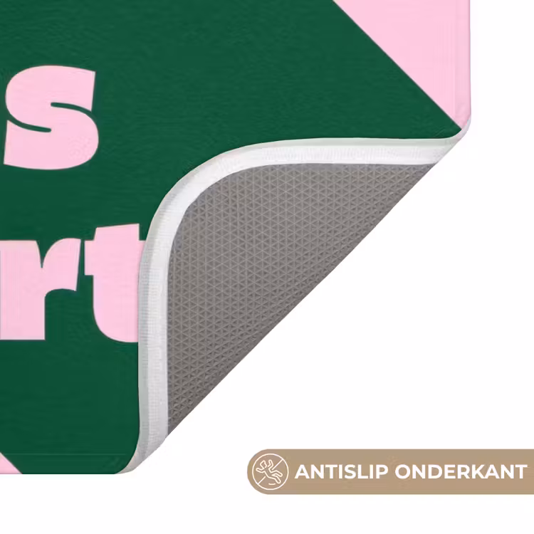 Groen - Teskt - This is art - Roze Badmat klein -USP_AntislipNL