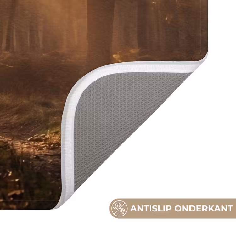 Hert - Bos - Mistig - Natuur - Goud Badmat klein -USP_AntislipNL