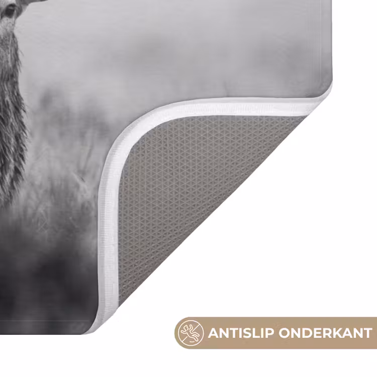 Hert - Mistig - Zwart - Wit Badmat klein -USP_AntislipNL