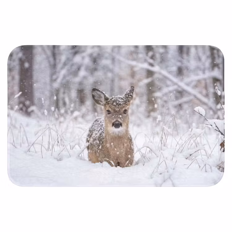 Hert - Sneeuw - Bos - Dieren - Vertederend Badmat klein -3d