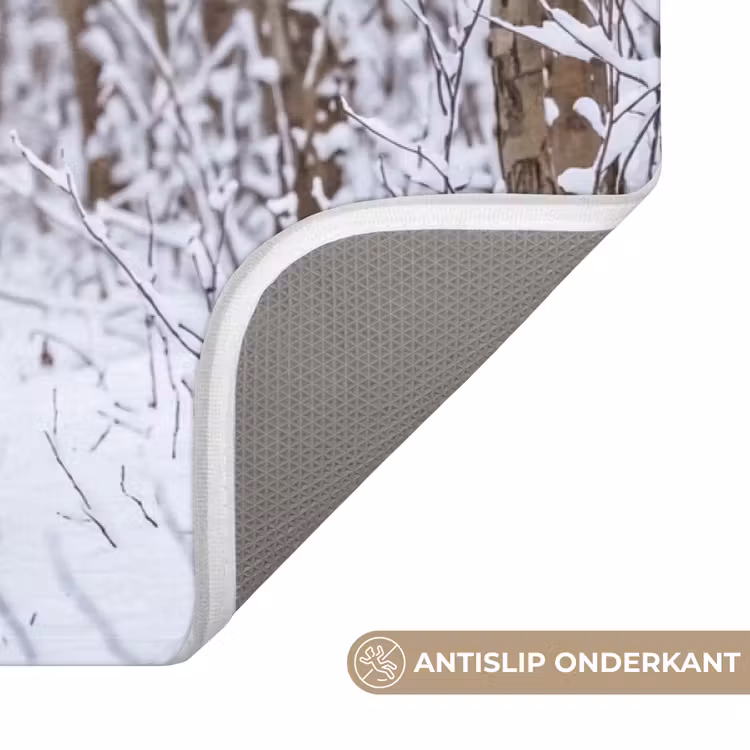 Hert - Winter - Bos - Natuur - Wit Badmat middel -USP_AntislipNL
