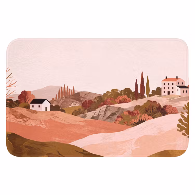 Heuvellandschap - Grafisch - Terracotta Badmat klein -3d