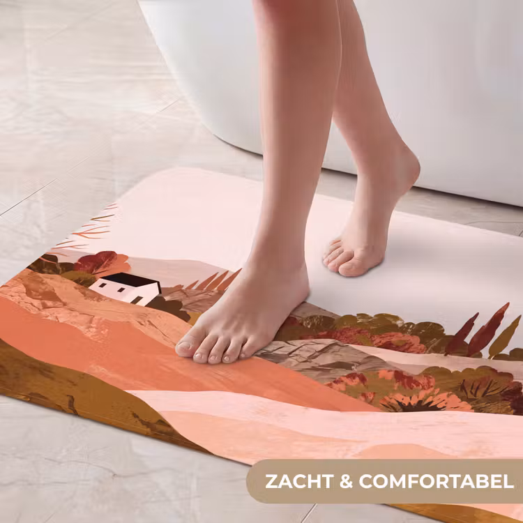 Heuvellandschap - Grafisch - Terracotta Badmat klein -USP_ZachtNL