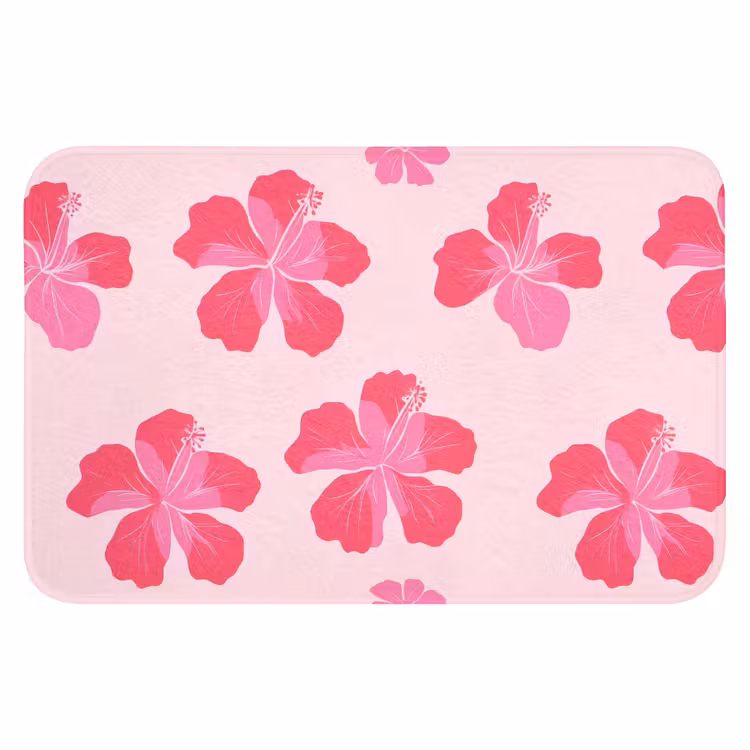 Hibiscus - Bloemen - Roze Badmat klein 997 -3d