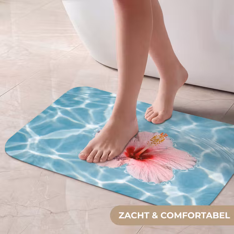 Hibiscus - Water - Roze Badmat klein -USP_ZachtNL