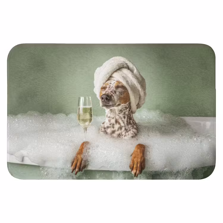 Hond - Bad - Champagne - Handdoek Badmat klein -3d