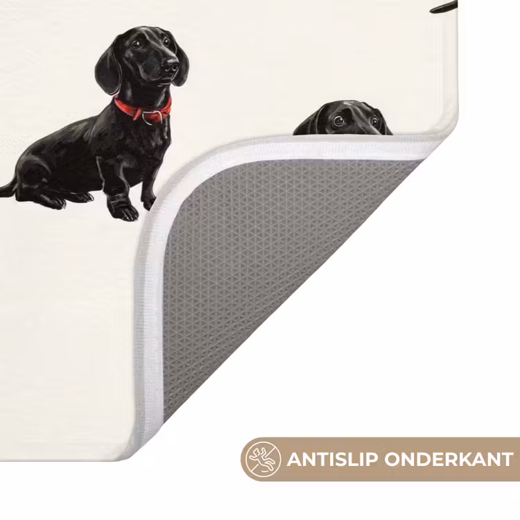 Hond - Patroon - Zwart Badmat klein 997 -USP_AntislipNL