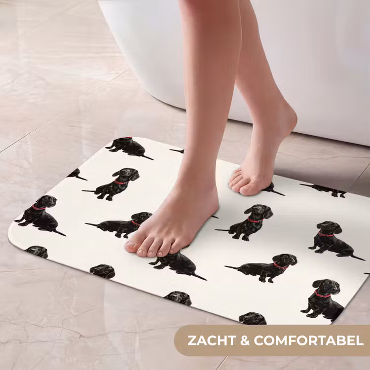Hond - Patroon - Zwart Badmat klein 997 -USP_ZachtNL