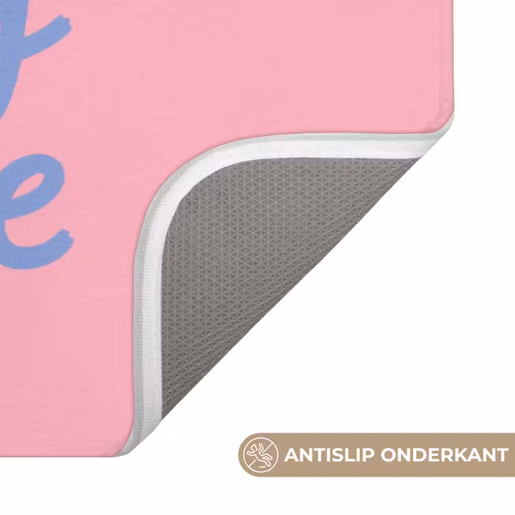 How lucky are we - Klavervier - Roze - Blauw Badmat klein -USP_AntislipNL