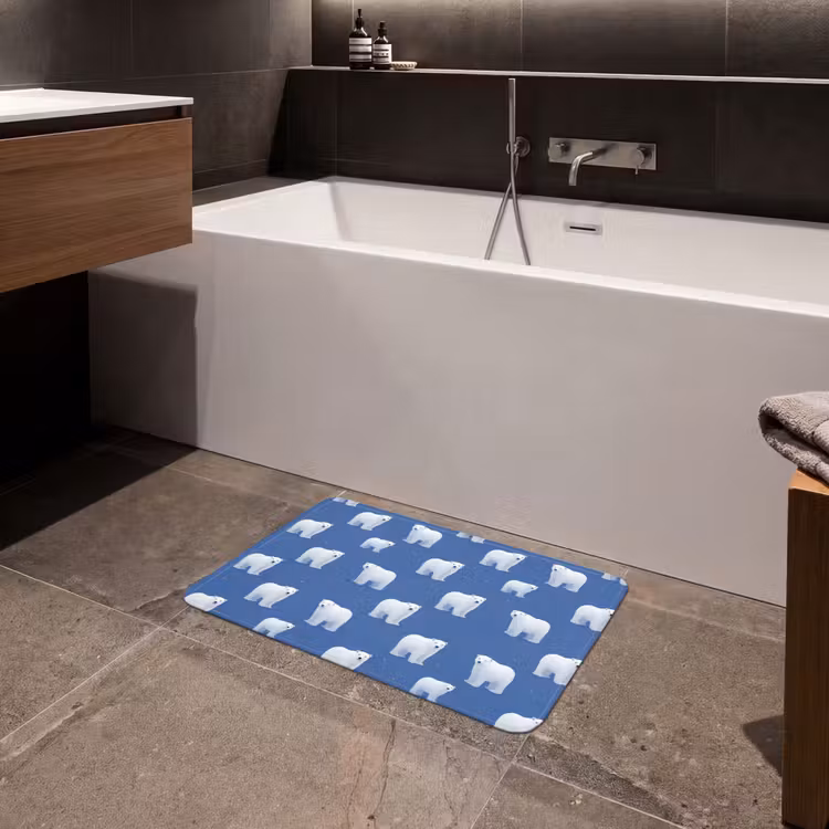 IJsbeer - Patroon - Blauw Badmat klein 997 -sfeer3