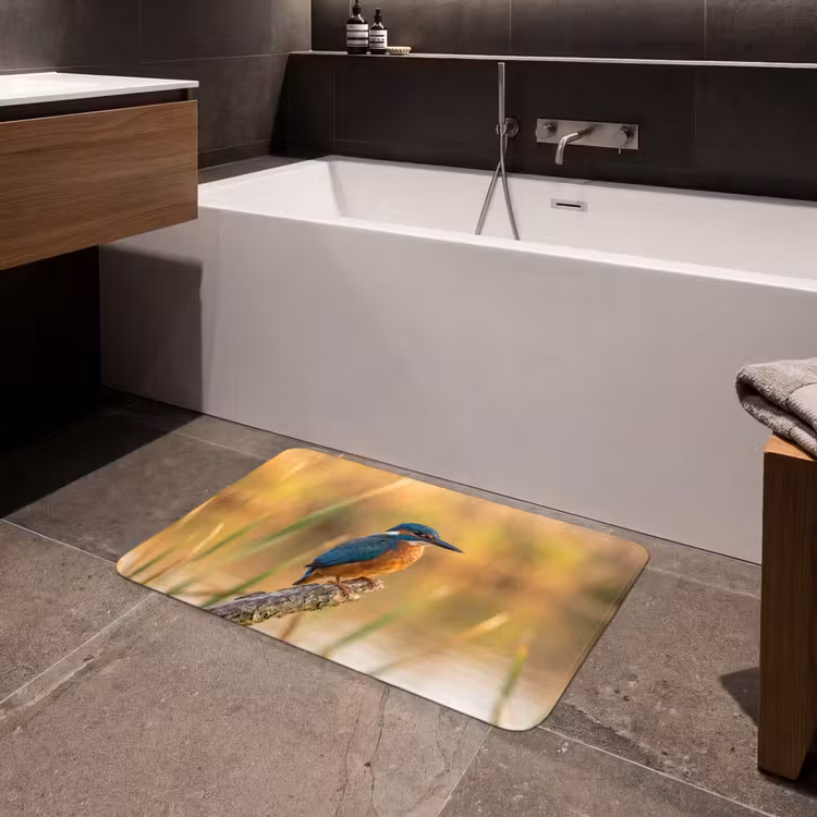 IJsvogel - Tak - Water - Kleurrijk - Levendig Badmat klein -sfeer3