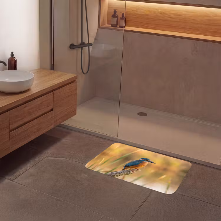 IJsvogel - Tak - Water - Kleurrijk - Levendig Badmat klein -sfeer2