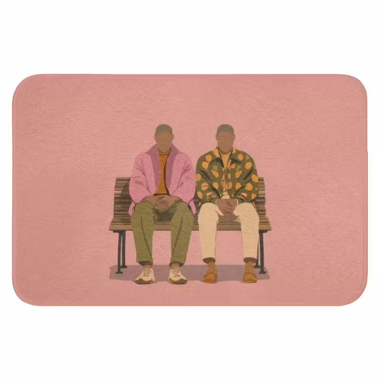 Illustratie - Bankje - Personen - Minimalistisch Badmat klein -3d