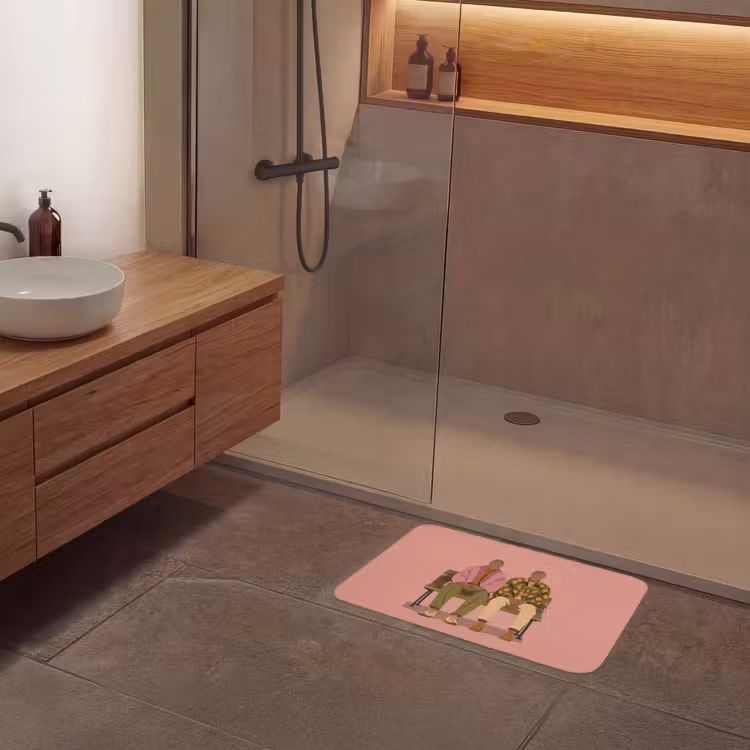 Illustratie - Bankje - Personen - Minimalistisch Badmat klein -sfeer2