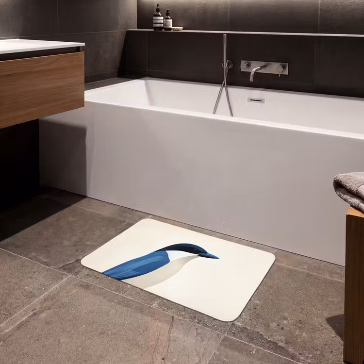 Illustratie - Blauw - Vogel Badmat klein -sfeer3