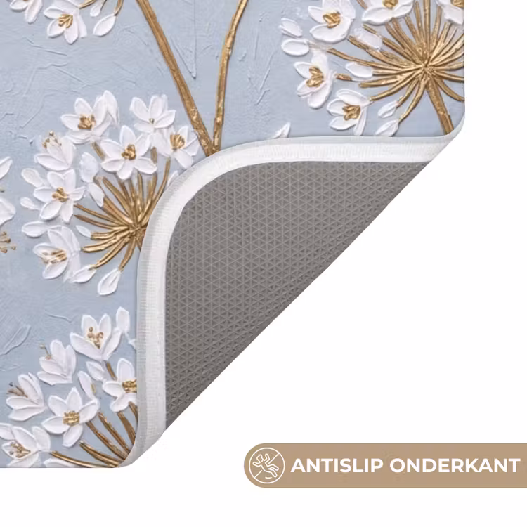 Illustratie - Bloemen - Blauw Badmat klein -USP_AntislipNL