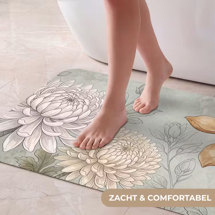 Illustratie - Bloemen - Groen Badmat klein -USP_ZachtNL
