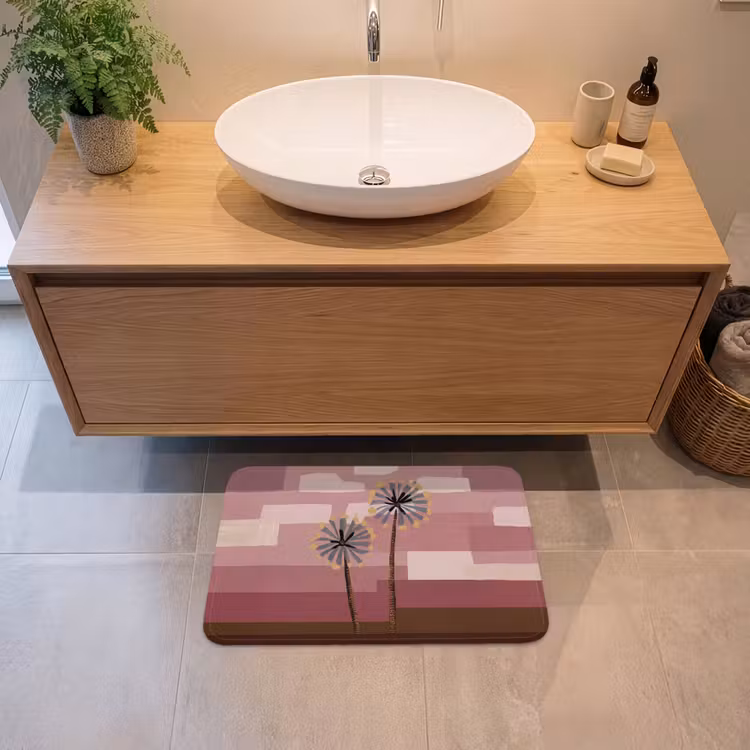 Illustratie - Bloemen - Vlakken - Abstract Badmat klein -sfeer1