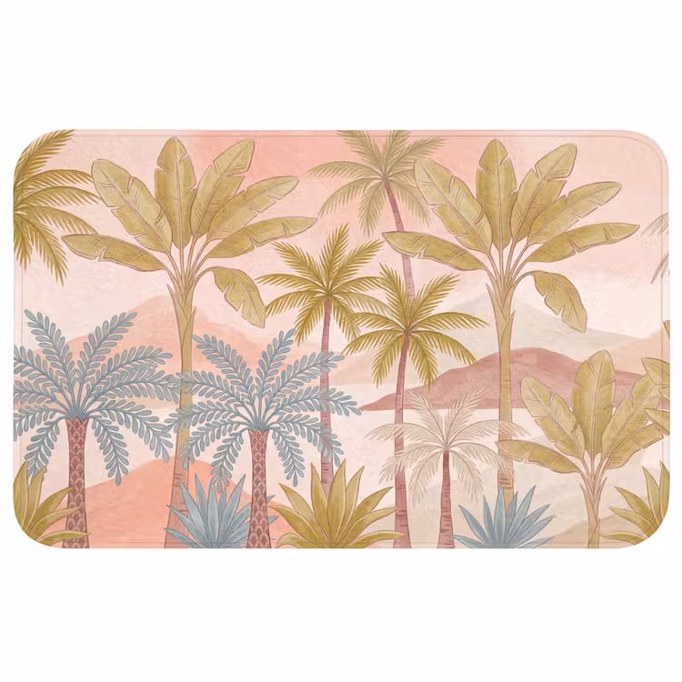 Illustratie - Palmbomen - Kleurrijk Badmat klein -3d
