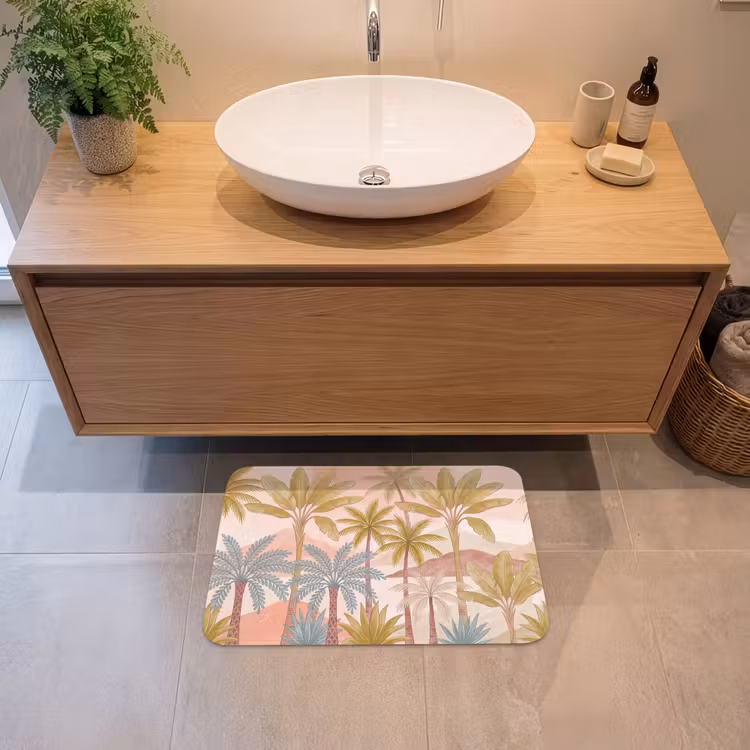 Illustratie - Palmbomen - Kleurrijk Badmat klein -sfeer1
