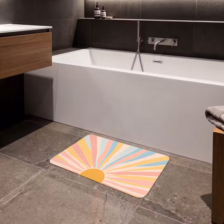 Illustratie - Zon - Pastelkleuren Badmat klein -sfeer3