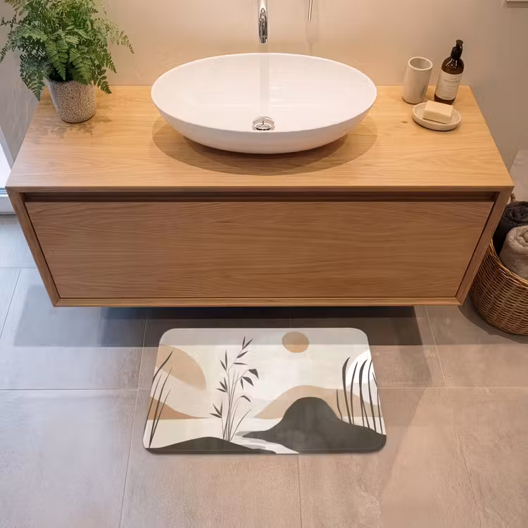 Japandi - Landschap - Beige Badmat klein -sfeer1