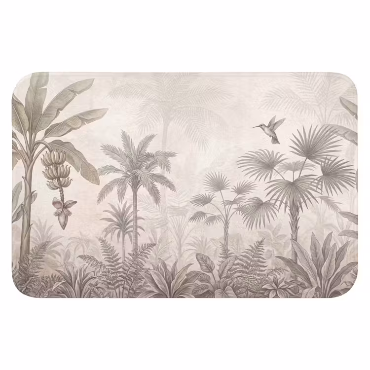 Jungle - Banenboom - Kolibrie - Beige Badmat klein -3d