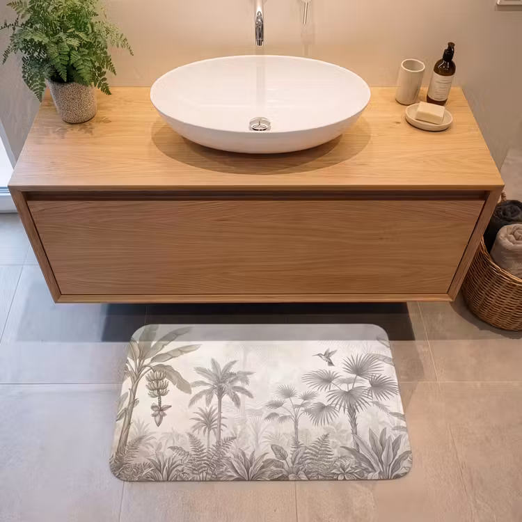 Jungle - Banenboom - Kolibrie - Beige Badmat klein -sfeer1