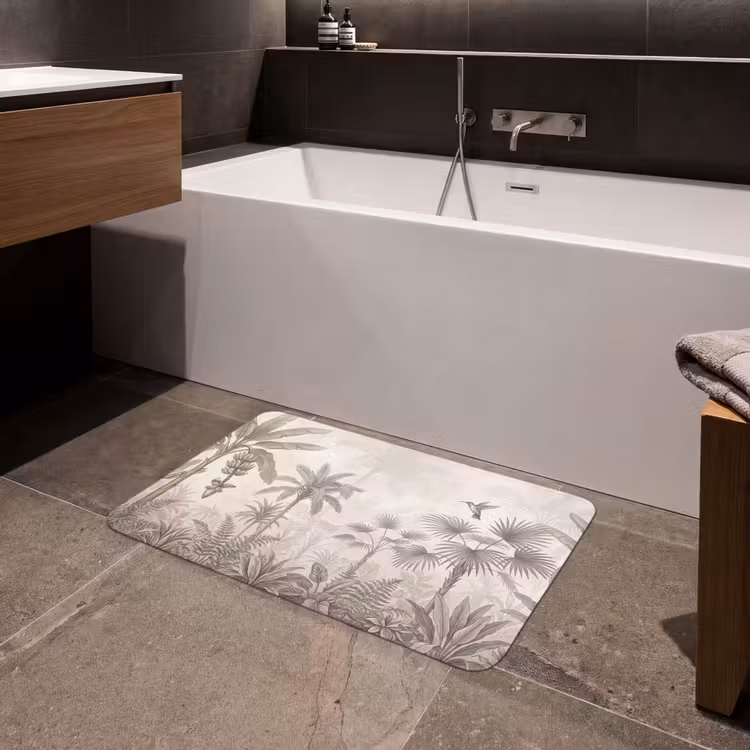Jungle - Banenboom - Kolibrie - Beige Badmat klein -sfeer3