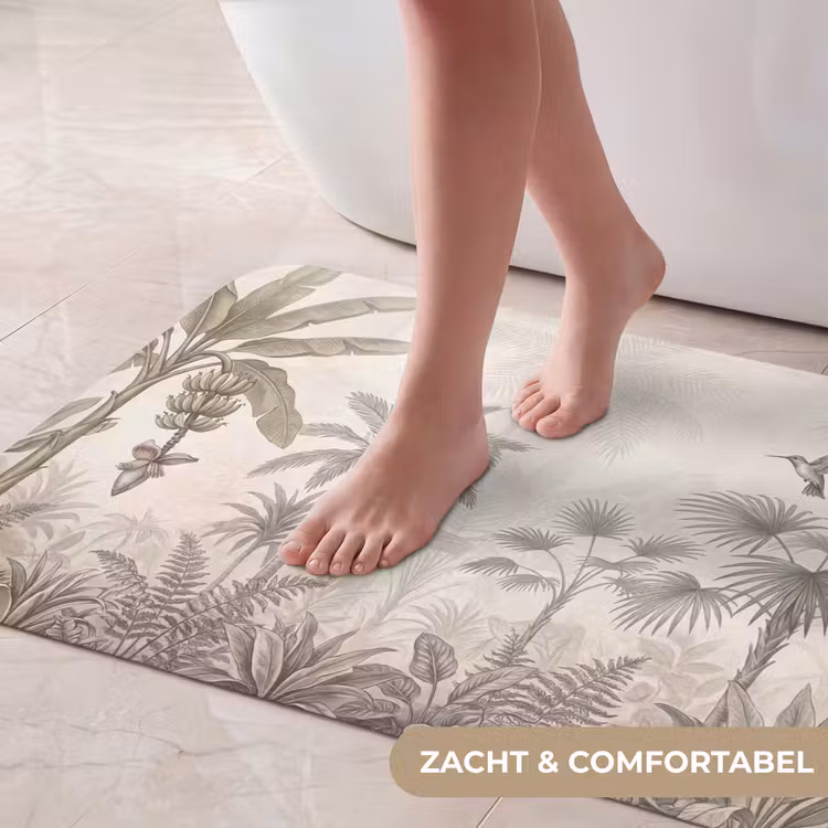 Jungle - Banenboom - Kolibrie - Beige Badmat klein -USP_ZachtNL