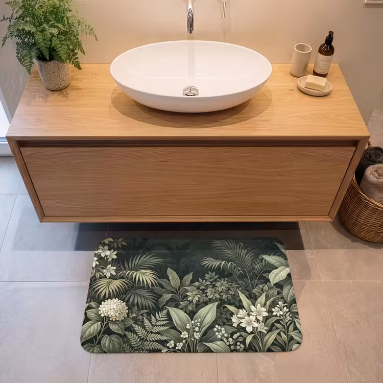 Jungle - Bladeren - Botanisch - Groen Badmat middel -sfeer1
